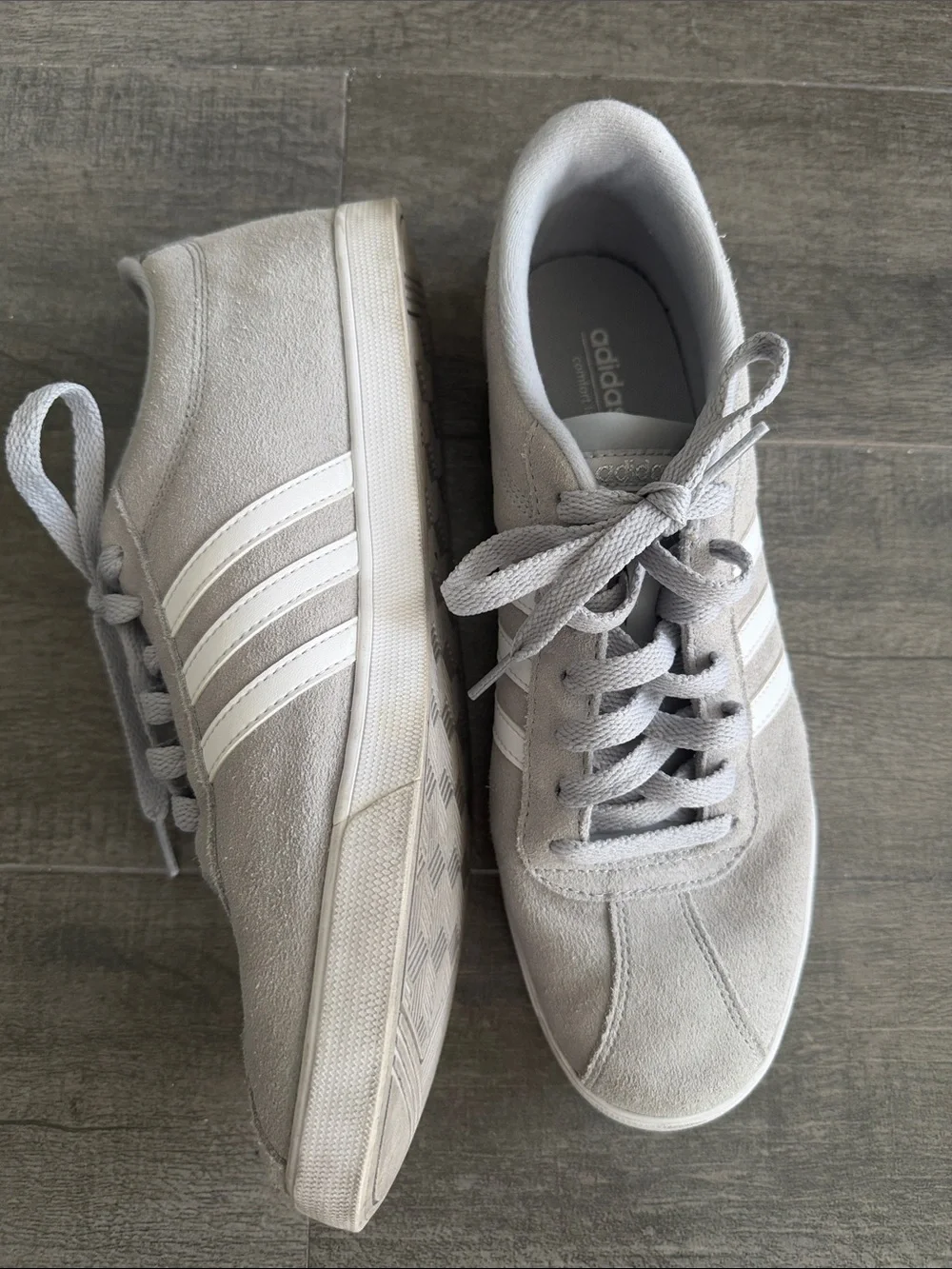 adidas Light Gray Suede Low-Top Sneakers